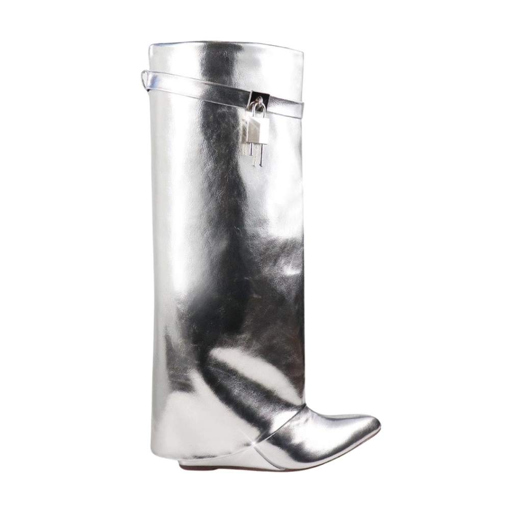 NOVA |SILVER PADLOCK DETAIL WEDGE KNEE HIGH BOOT